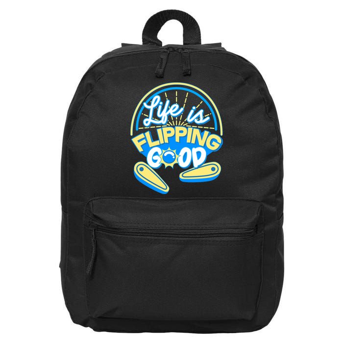 Retro Life Is Flipping Good Pinball Game Fan 16 in Basic Backpack