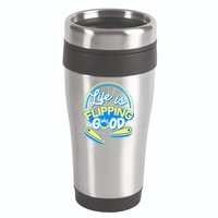 Retro Life Is Flipping Good Pinball Game Fan 16oz Travel Tumbler