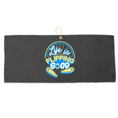 Retro Life Is Flipping Good Pinball Game Fan Large Microfiber Waffle Golf Towel