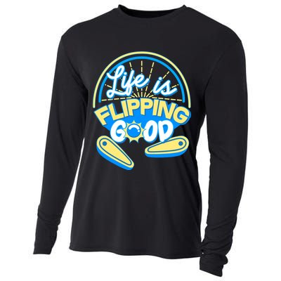 Retro Life Is Flipping Good Pinball Game Fan Cooling Performance Long Sleeve Crew