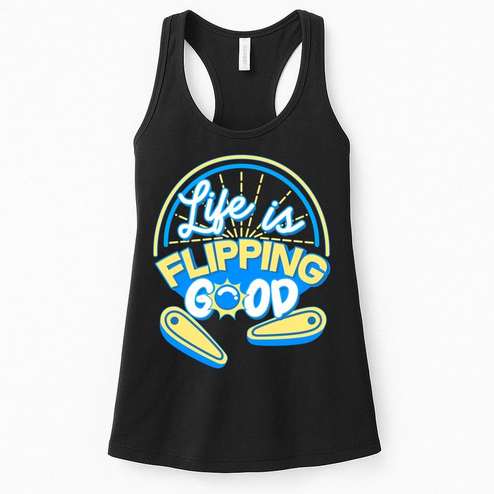 Retro Life Is Flipping Good Pinball Game Fan Womens Tank Top