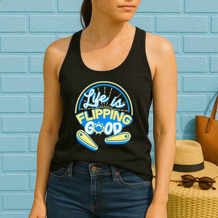 Retro Life Is Flipping Good Pinball Game Fan Womens Tank Top