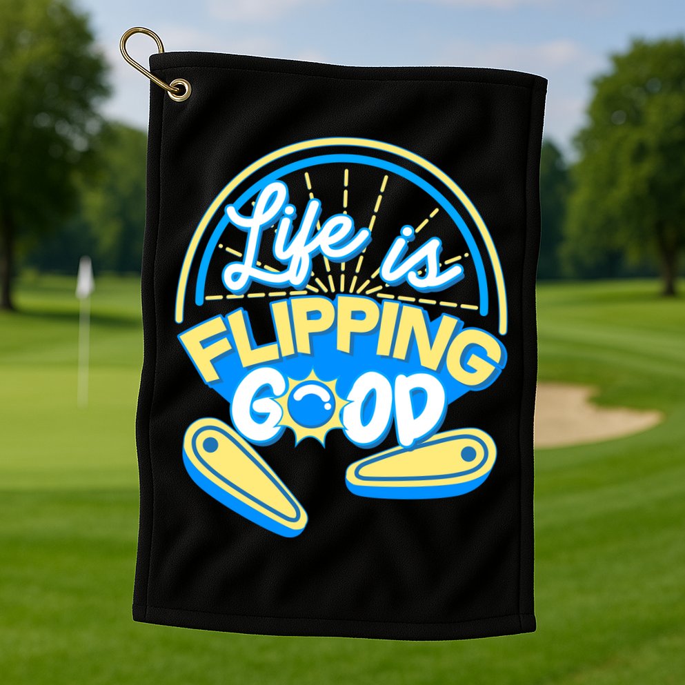 Retro Life Is Flipping Good Pinball Game Fan Golf Towel