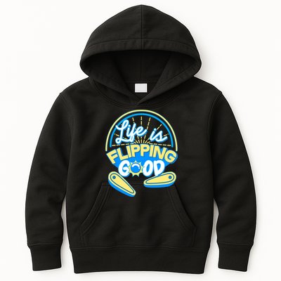 Retro Life Is Flipping Good Pinball Game Fan Kids Hoodie