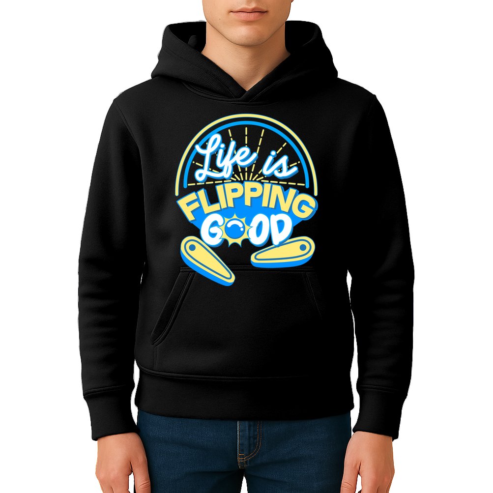 Retro Life Is Flipping Good Pinball Game Fan Kids Hoodie