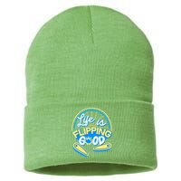 Retro Life Is Flipping Good Pinball Game Fan Sustainable Knit Beanie