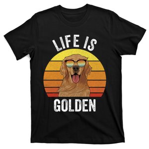 Retro Life Is Golden Golden Retriever Gifts Funny Dog T-Shirt