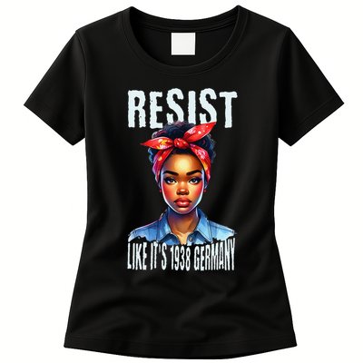 Resist Like Its 1938 Germany African American Girl Democrat Womens T-Shirt
