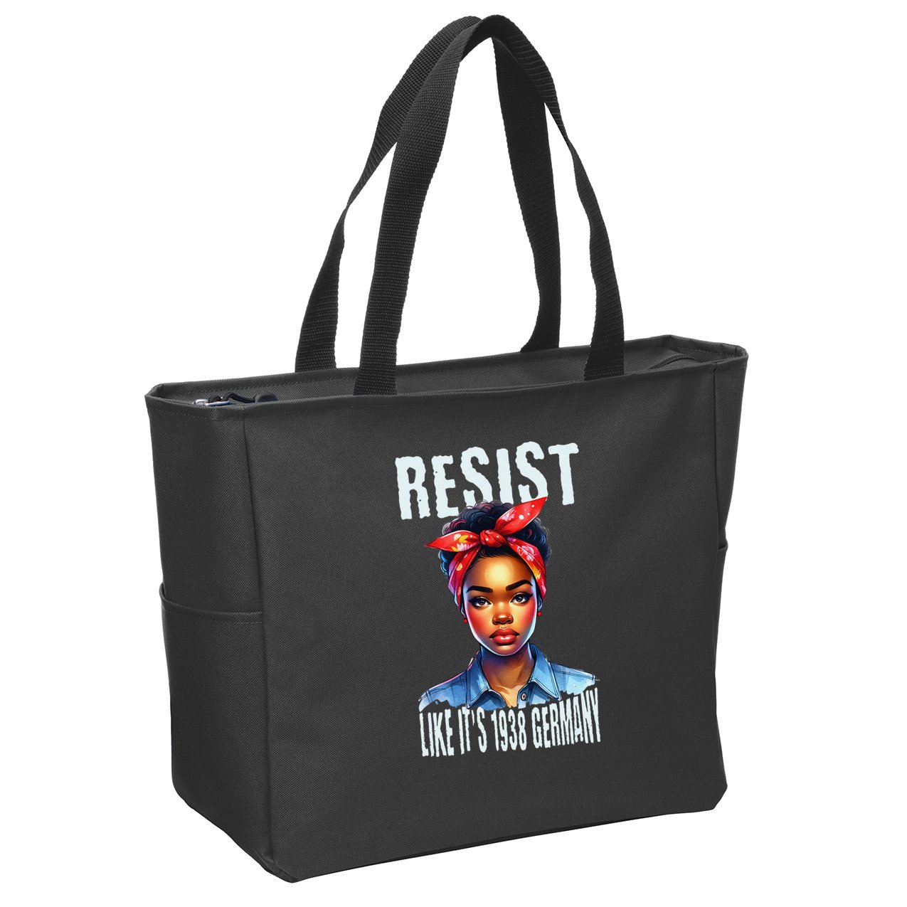 Resist Like Its 1938 Germany African American Girl Democrat Zip Tote Bag