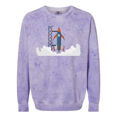 Rocket Launch Into Space Colorblast Crewneck Sweatshirt