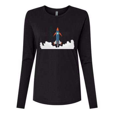 Rocket Launch Into Space Womens Cotton Relaxed Long Sleeve T-Shirt