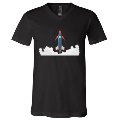 Rocket Launch Into Space V-Neck T-Shirt