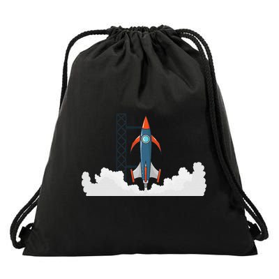 Rocket Launch Into Space Drawstring Bag