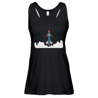 Rocket Launch Into Space Ladies Essential Flowy Tank