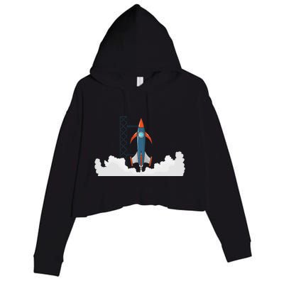 Rocket Launch Into Space Crop Fleece Hoodie