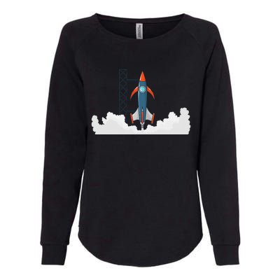 Rocket Launch Into Space Womens California Wash Sweatshirt