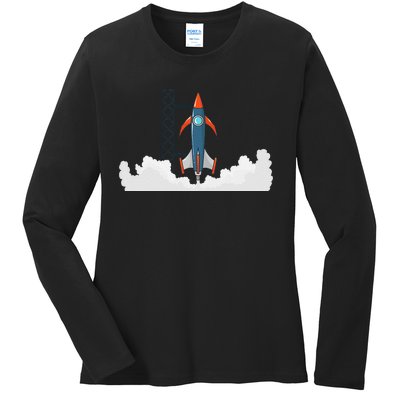 Rocket Launch Into Space Ladies Long Sleeve Shirt