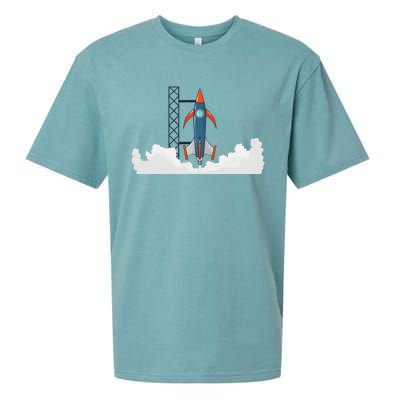 Rocket Launch Into Space Sueded Cloud Jersey T-Shirt