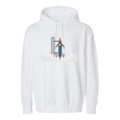 Rocket Launch Into Space Garment-Dyed Fleece Hoodie