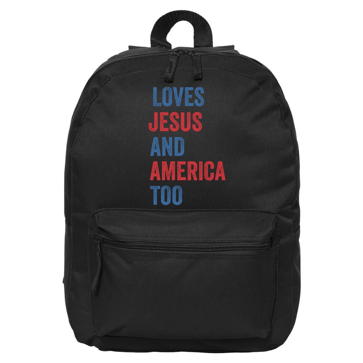 Retro Loves Jesus And America Too God Christian 4th Of July 16 in Basic Backpack