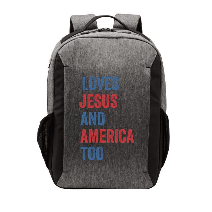 Retro Loves Jesus And America Too God Christian 4th Of July Vector Backpack