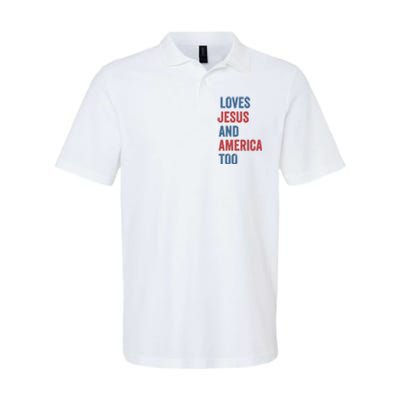 Retro Loves Jesus And America Too God Christian 4th Of July Softstyle Adult Sport Polo