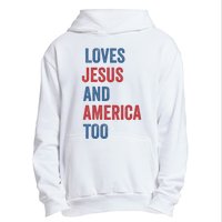 Retro Loves Jesus And America Too God Christian 4th Of July Urban Pullover Hoodie