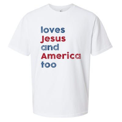 Retro Loves Jesus And America Too God Christian 4th Of July Sueded Cloud Jersey T-Shirt