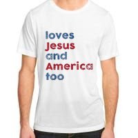 Retro Loves Jesus And America Too God Christian 4th Of July Adult ChromaSoft Performance T-Shirt