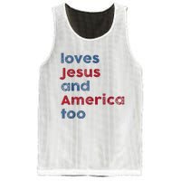 Retro Loves Jesus And America Too God Christian 4th Of July Mesh Reversible Basketball Jersey Tank