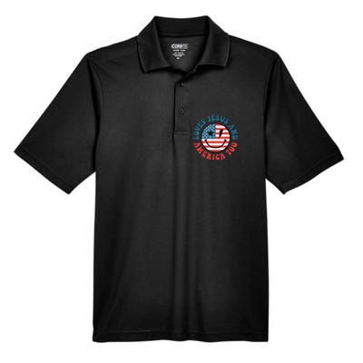 Retro Loves Jesus And America Too God Christian 4th Of July Men's Origin Performance Piqué Polo