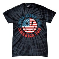 Retro Loves Jesus And America Too God Christian 4th Of July Tie-Dye T-Shirt