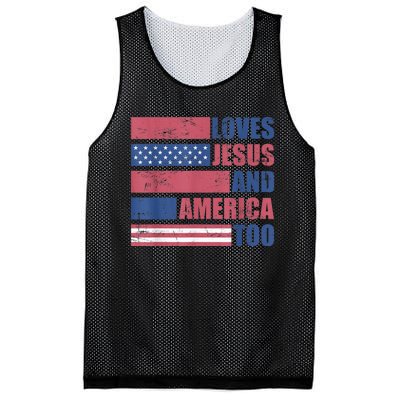 Retro Loves Jesus and America Too God Christian 4th of July Mesh Reversible Basketball Jersey Tank