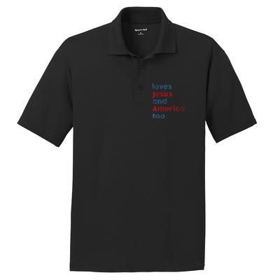 Retro Loves Jesus And America Too God Christian 4th Of July PosiCharge RacerMesh Polo