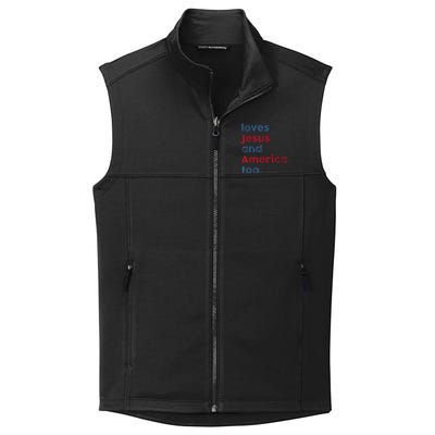 Retro Loves Jesus And America Too God Christian 4th Of July Collective Smooth Fleece Vest