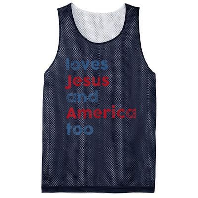 Retro Loves Jesus And America Too God Christian 4th Of July Mesh Reversible Basketball Jersey Tank