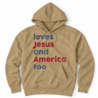 Retro Loves Jesus And America Too God Christian 4th Of July Hoodie