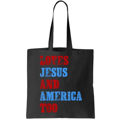 Retro Loves Jesus and America Too God Christian 4th of July Bag