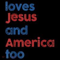 Retro Loves Jesus And America Too Flexfit Unipanel Trucker Cap