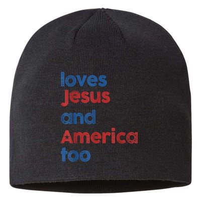 Retro Loves Jesus And America Too Sustainable Beanie