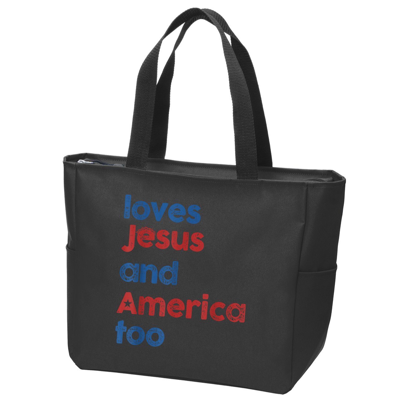 Retro Loves Jesus And America Too Zip Tote Bag