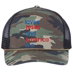 Retro Loves Jesus And America Too Retro Rope Trucker Hat Cap