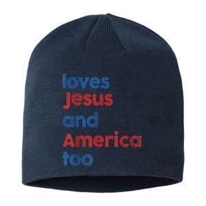 Retro Loves Jesus And America Too Sustainable Beanie