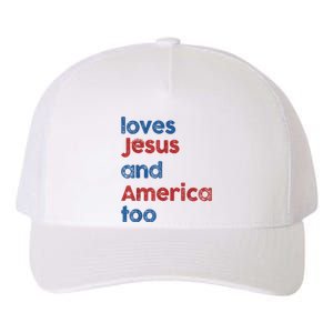 Retro Loves Jesus And America Too Yupoong Adult 5-Panel Trucker Hat