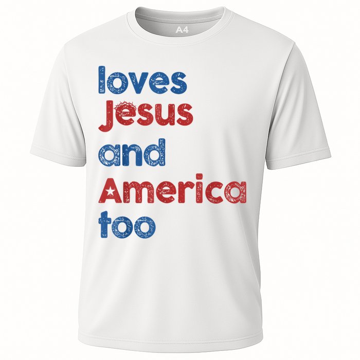Retro Loves Jesus And America Too Cooling Performance Crew T-Shirt