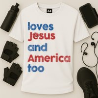 Retro Loves Jesus And America Too Cooling Performance Crew T-Shirt