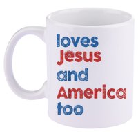 Retro Loves Jesus And America Too 11oz C Handle Ceramic Mug