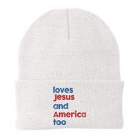 Retro Loves Jesus And America Too Knit Cap Winter Beanie