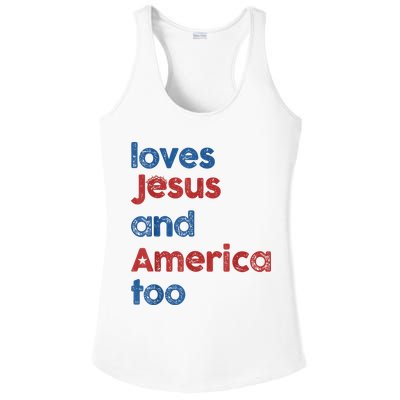 Retro Loves Jesus And America Too Ladies PosiCharge Competitor Racerback Tank