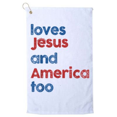Retro Loves Jesus And America Too Golf Towel